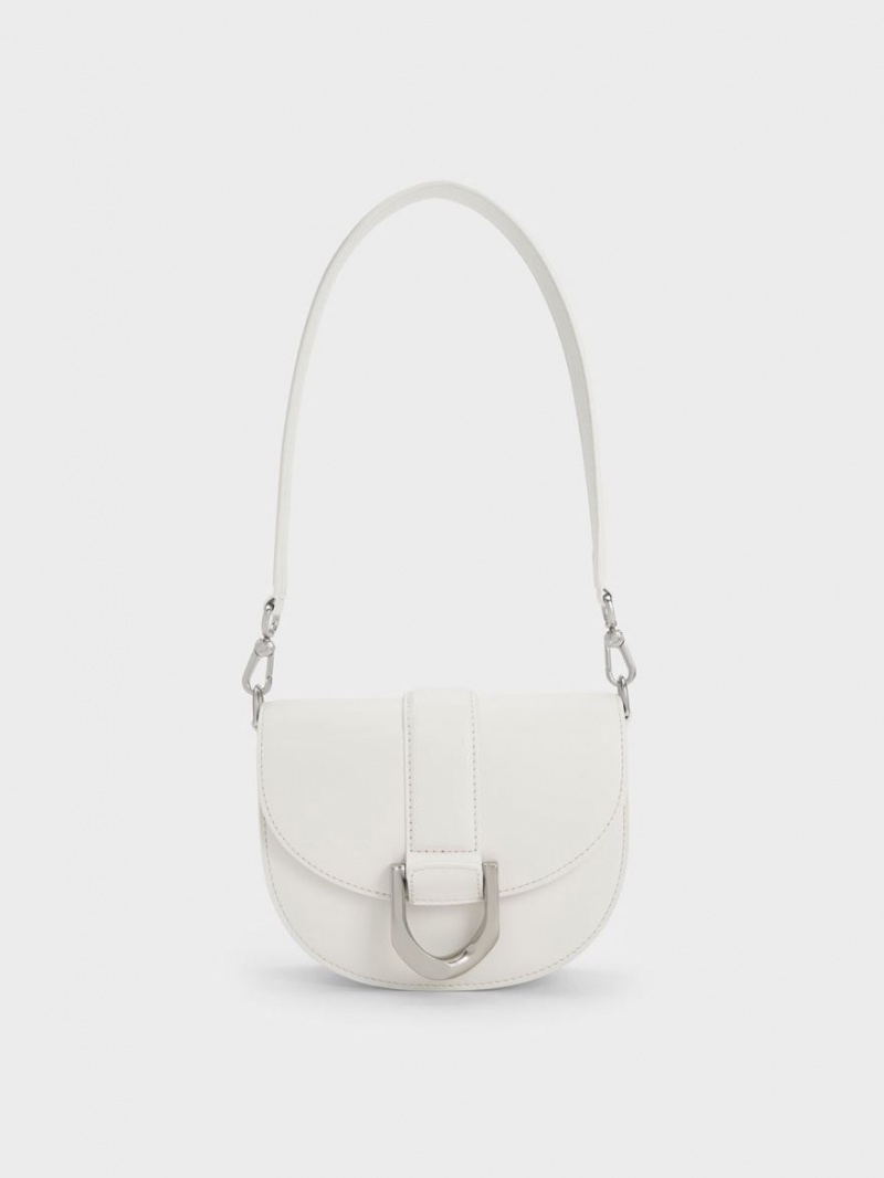 Τσάντες Σέλας Charles And Keith Mini Gabine δερματινα ασπρα | 62408-CDEY