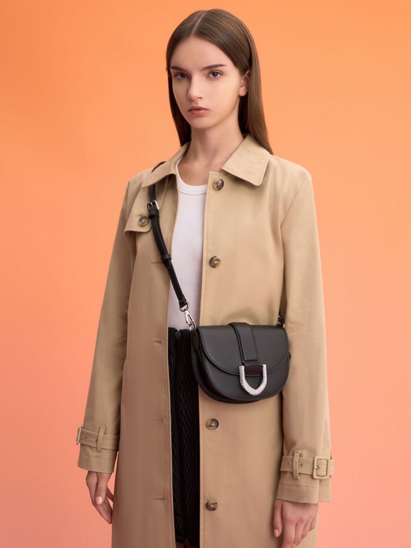 Τσάντες Σέλας Charles And Keith Mini Gabine δερματινα μαυρα | 76538-BXOW