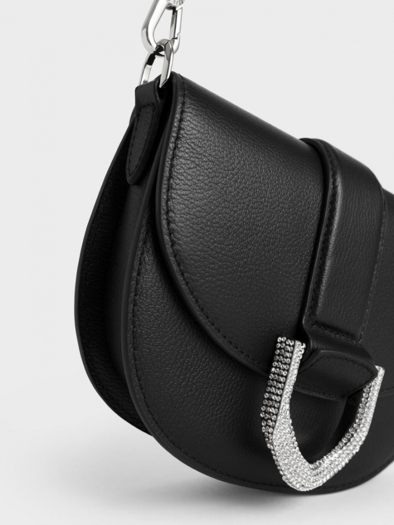 Τσάντες Σέλας Charles And Keith Mini Gabine δερματινα μαυρα | 76538-BXOW
