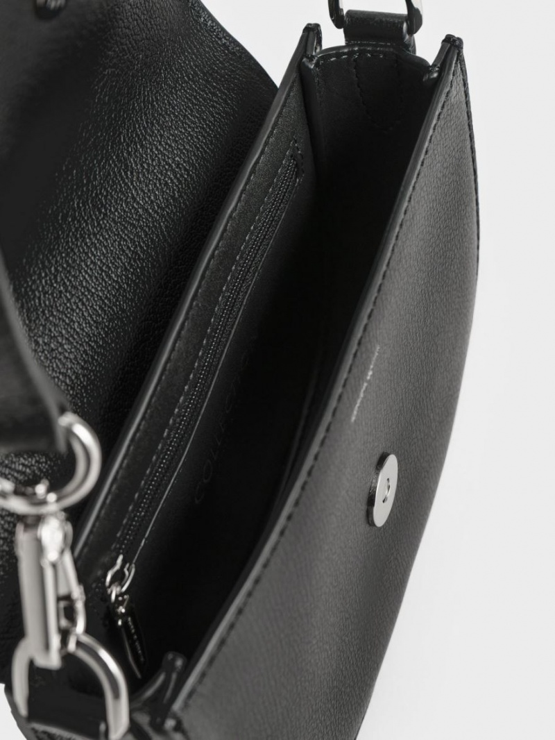 Τσάντες Σέλας Charles And Keith Mini Gabine δερματινα μαυρα | 76538-BXOW