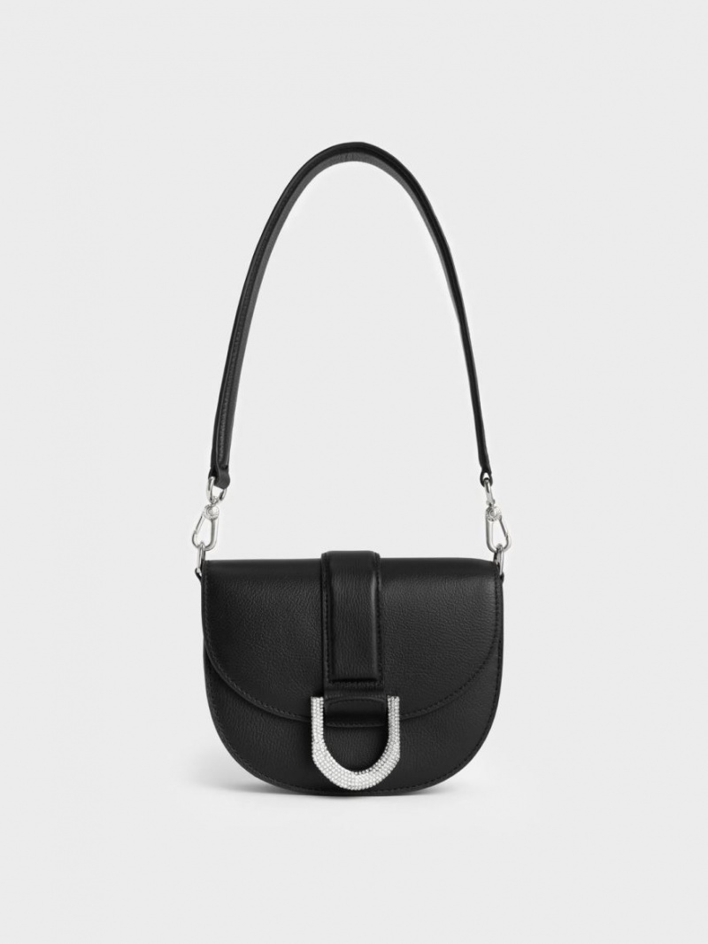 Τσάντες Σέλας Charles And Keith Mini Gabine δερματινα μαυρα | 76538-BXOW