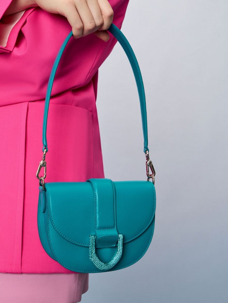 Τσάντες Σέλας Charles And Keith Mini Gabine δερματινα τυρκουάζ | 87925-INMY