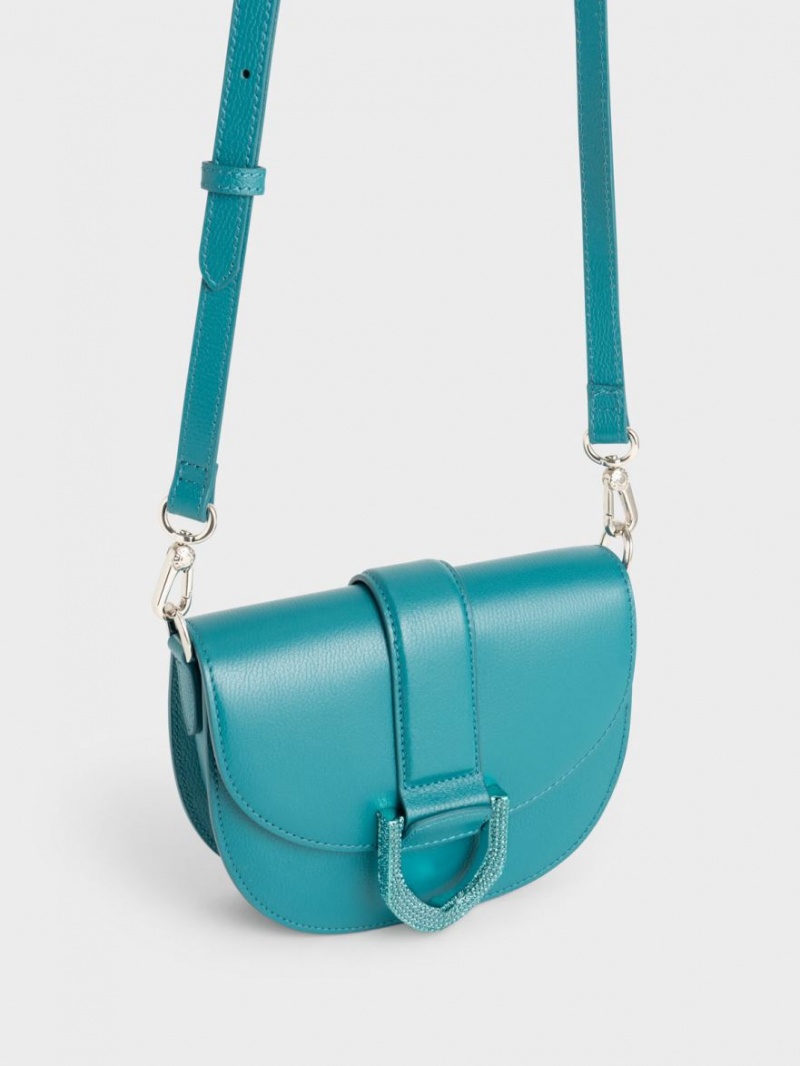 Τσάντες Σέλας Charles And Keith Mini Gabine δερματινα τυρκουάζ | 87925-INMY