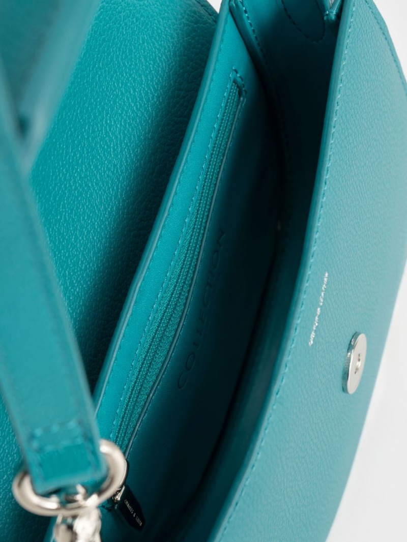 Τσάντες Σέλας Charles And Keith Mini Gabine δερματινα τυρκουάζ | 87925-INMY