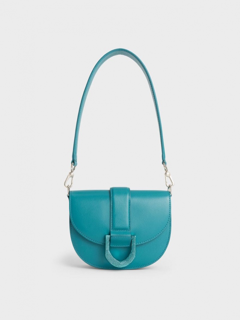 Τσάντες Σέλας Charles And Keith Mini Gabine δερματινα τυρκουάζ | 87925-INMY