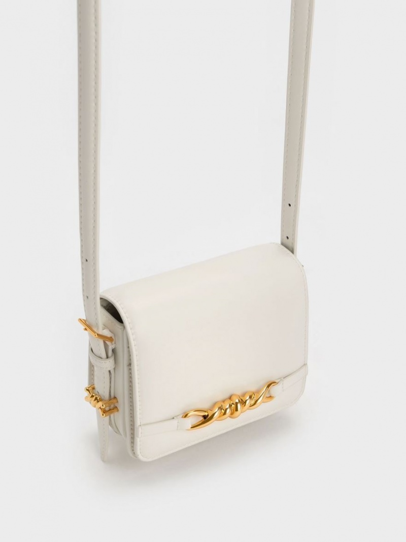 τσάντεσ ώμου Charles And Keith Mini Henrietta κρέμα | 36940-NWAR