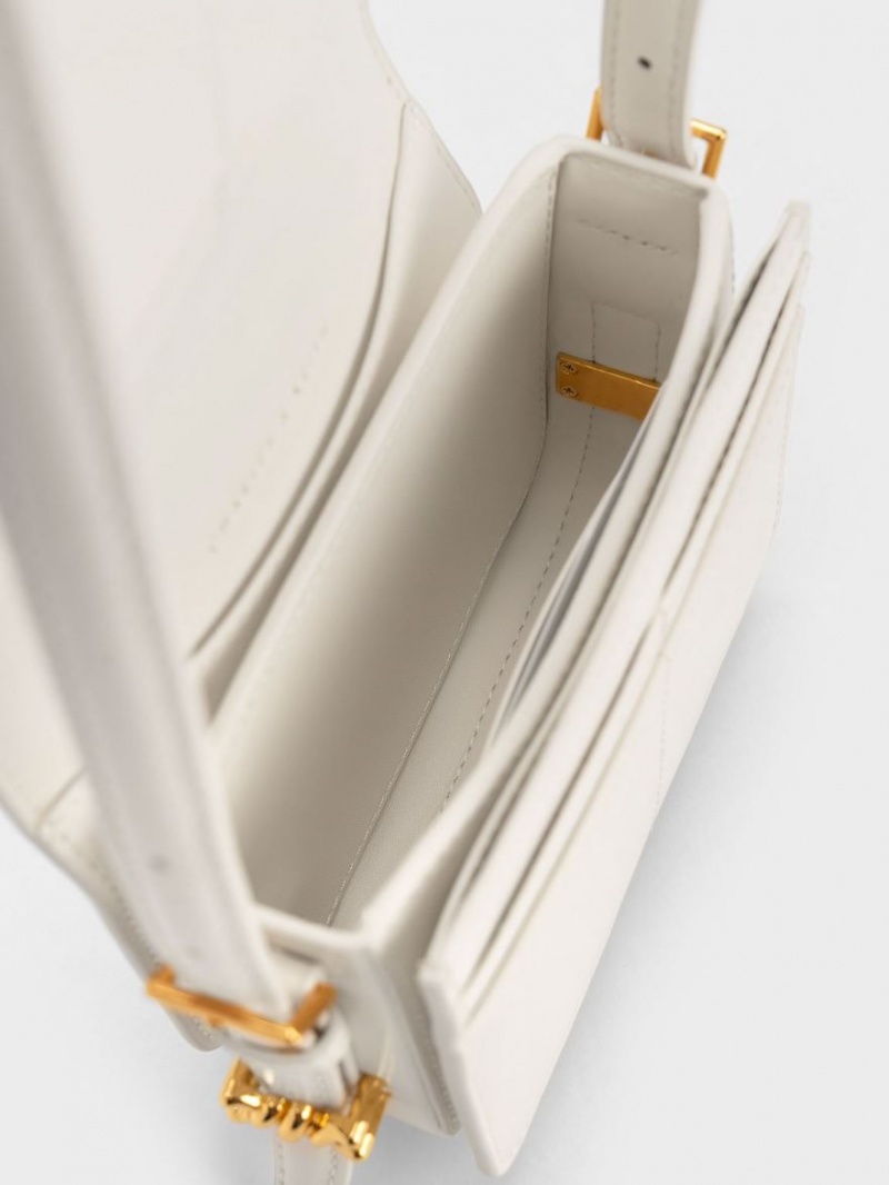 τσάντεσ ώμου Charles And Keith Mini Henrietta κρέμα | 36940-NWAR
