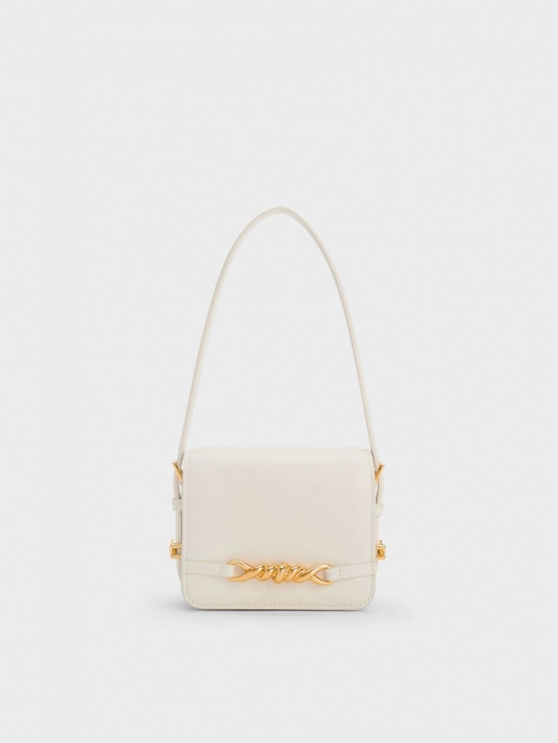 τσάντεσ ώμου Charles And Keith Mini Henrietta κρέμα | 36940-NWAR