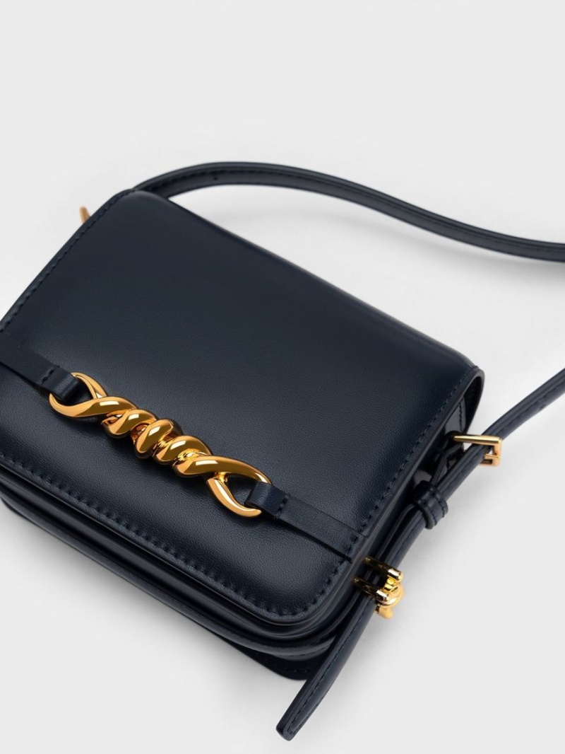 τσάντεσ ώμου Charles And Keith Mini Henrietta σκουρο μπλε | 12394-MIXE