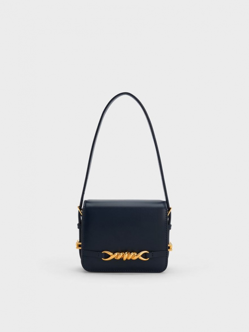 τσάντεσ ώμου Charles And Keith Mini Henrietta σκουρο μπλε | 12394-MIXE