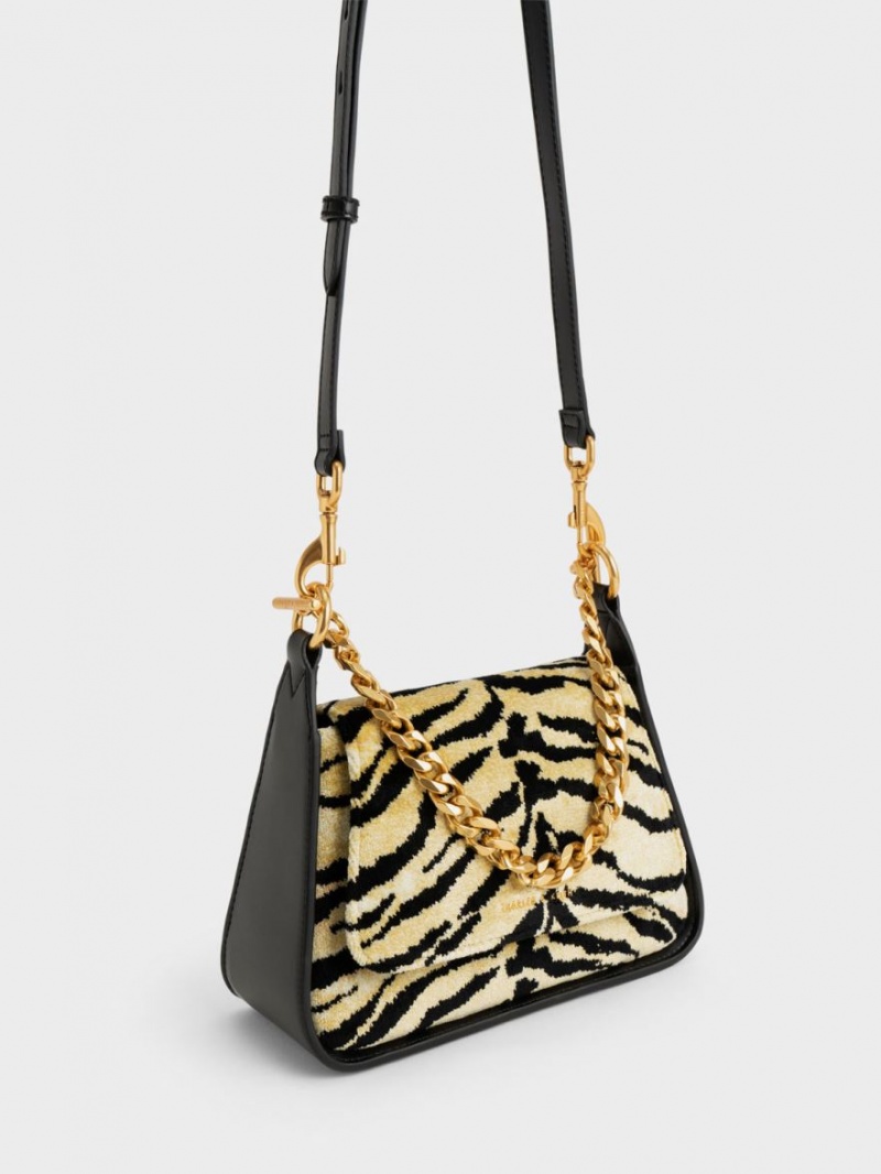 τσάντεσ χιαστί Charles And Keith Minta Tiger Print Trapeze Πολύχρωμο | 25489-SCBQ