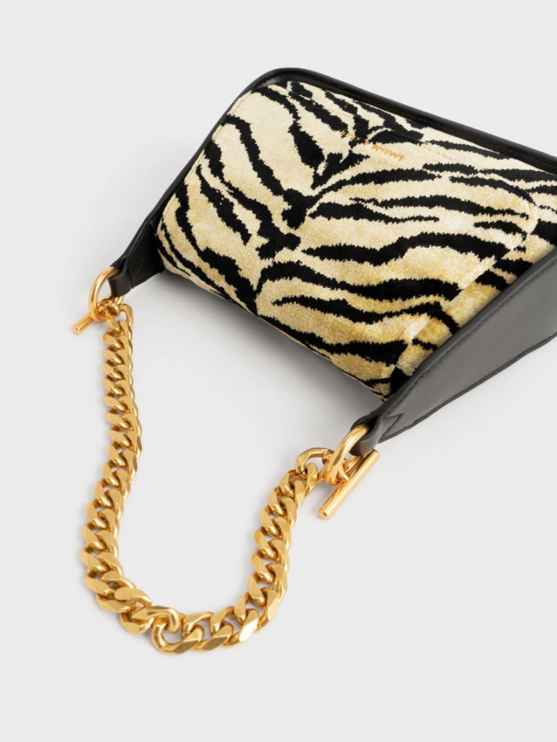 τσάντεσ χιαστί Charles And Keith Minta Tiger Print Trapeze Πολύχρωμο | 25489-SCBQ