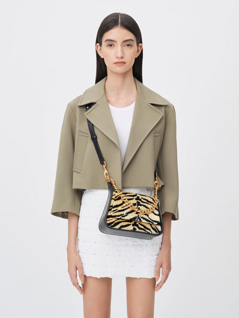 τσάντεσ χιαστί Charles And Keith Minta Tiger Print Trapeze Πολύχρωμο | 25489-SCBQ