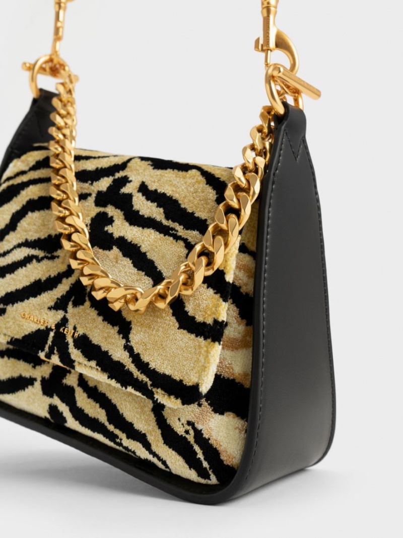 τσάντεσ χιαστί Charles And Keith Minta Tiger Print Trapeze Πολύχρωμο | 25489-SCBQ