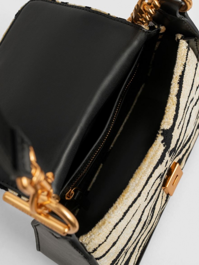 τσάντεσ χιαστί Charles And Keith Minta Tiger Print Trapeze Πολύχρωμο | 25489-SCBQ
