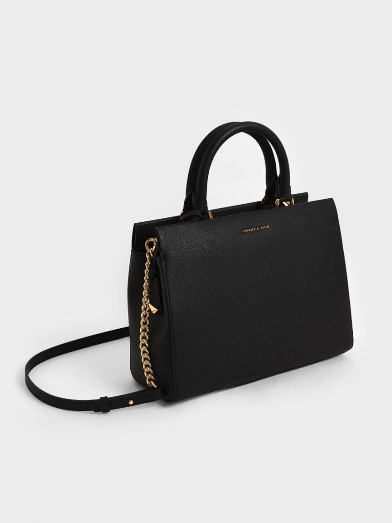τσαντα χειροσ Charles And Keith Mirabelle Structured μαυρα | 13476-GKVJ