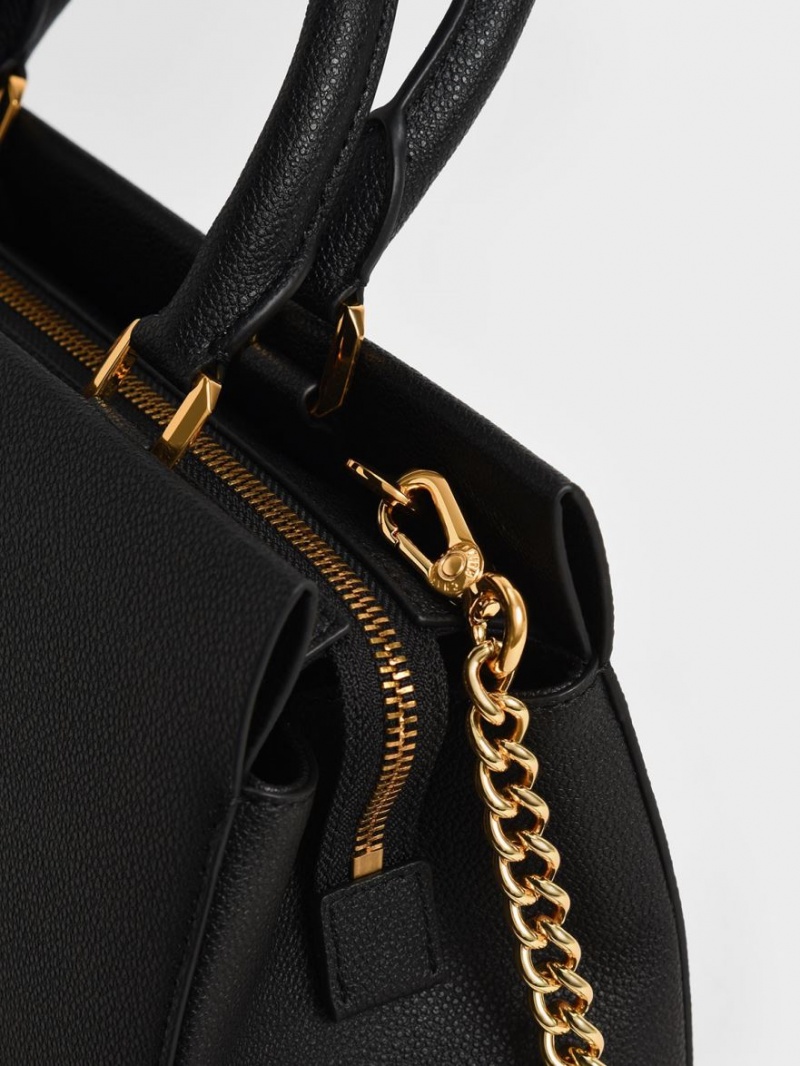τσαντα χειροσ Charles And Keith Mirabelle Structured μαυρα | 13476-GKVJ