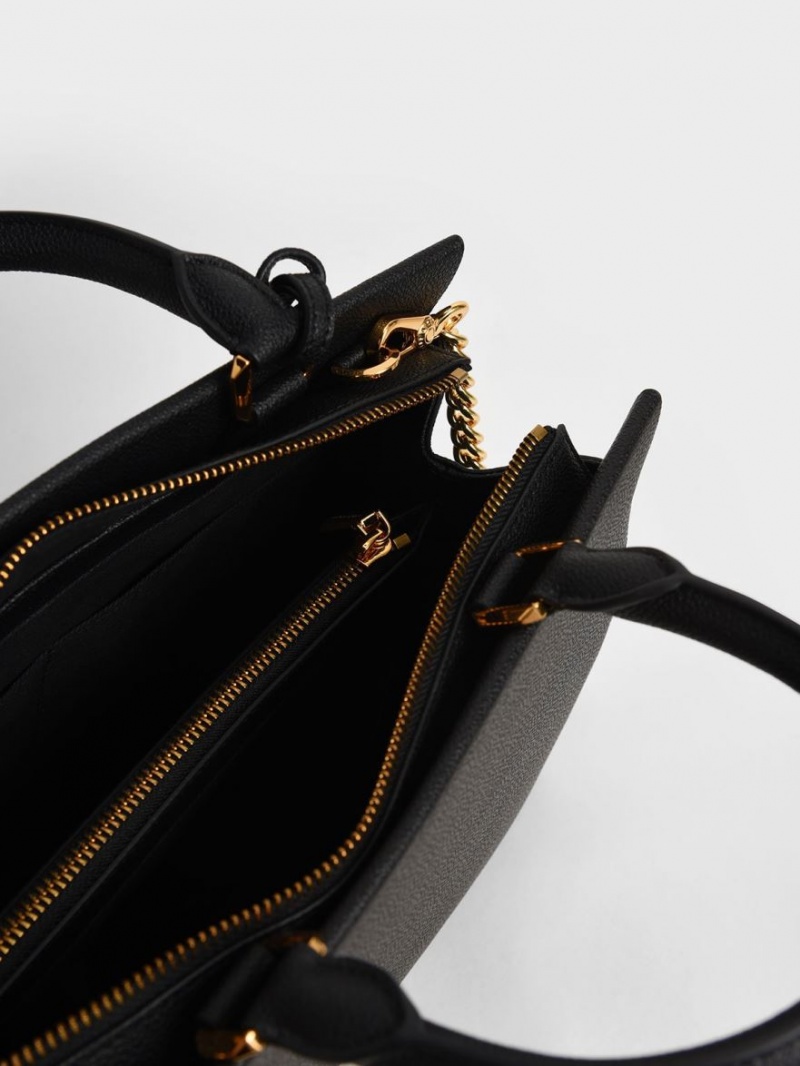τσαντα χειροσ Charles And Keith Mirabelle Structured μαυρα | 13476-GKVJ