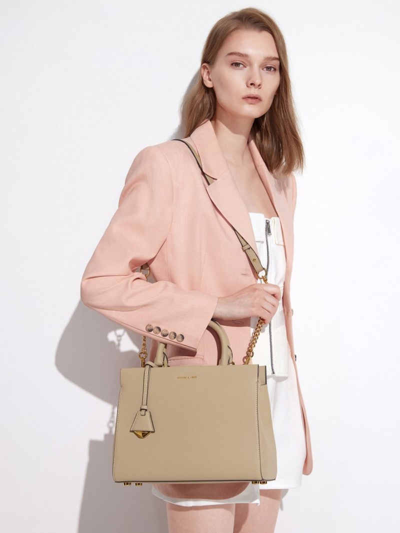 τσαντα χειροσ Charles And Keith Mirabelle Structured καφε | 91025-LSPK