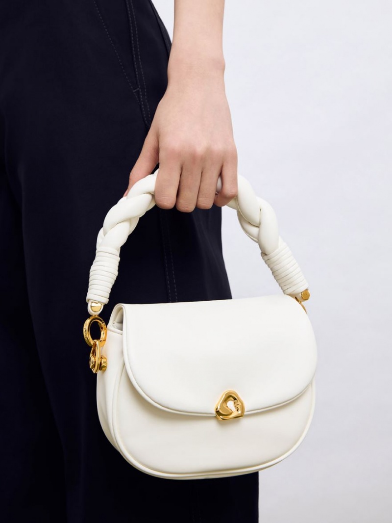 τσαντα χειροσ Charles And Keith Moira Braided ασπρα | 27538-CWIX