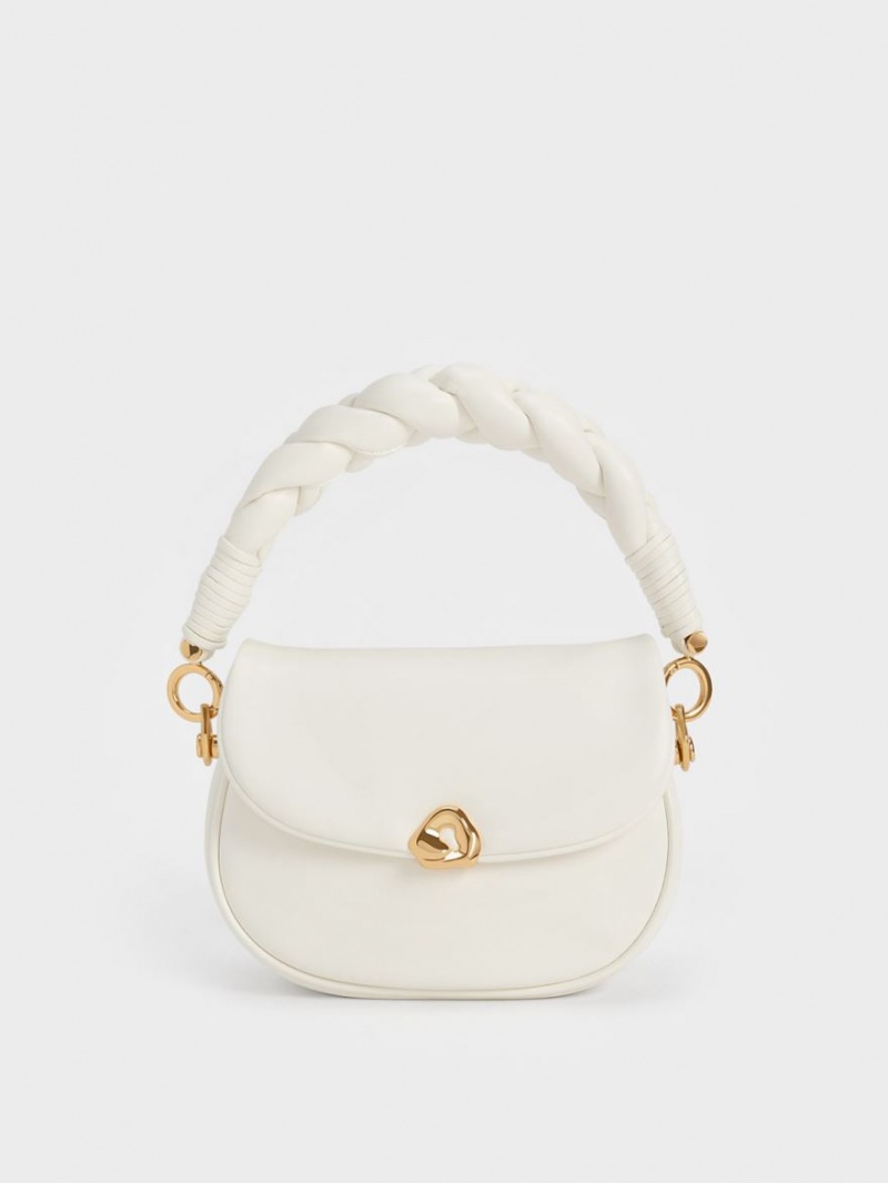 τσαντα χειροσ Charles And Keith Moira Braided ασπρα | 27538-CWIX