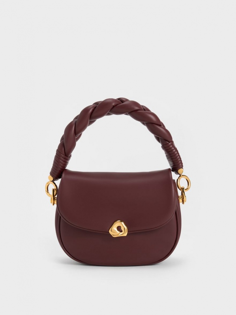 τσαντα χειροσ Charles And Keith Moira Braided σκούρο σοκολάτα | 18375-PLYO