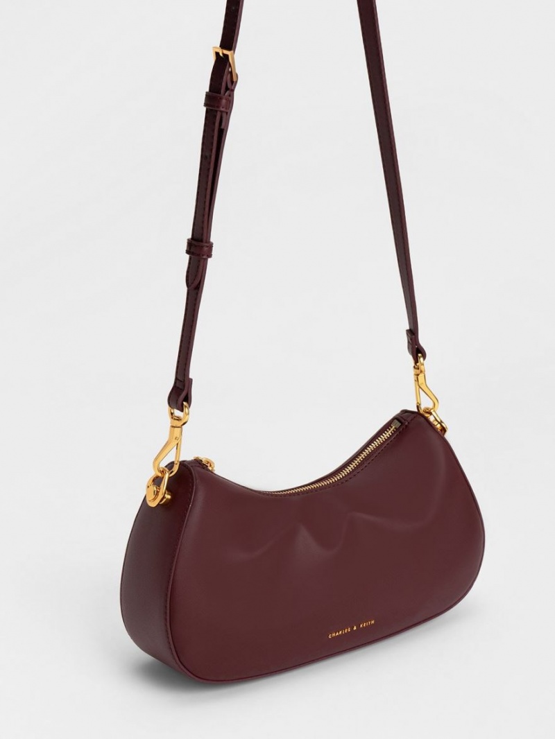 τσάντεσ ώμου Charles And Keith Moira Sculptural σκούρο σοκολάτα | 71350-ECBT