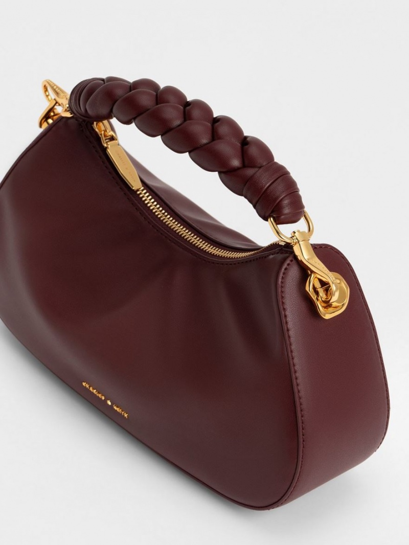 τσάντεσ ώμου Charles And Keith Moira Sculptural σκούρο σοκολάτα | 71350-ECBT