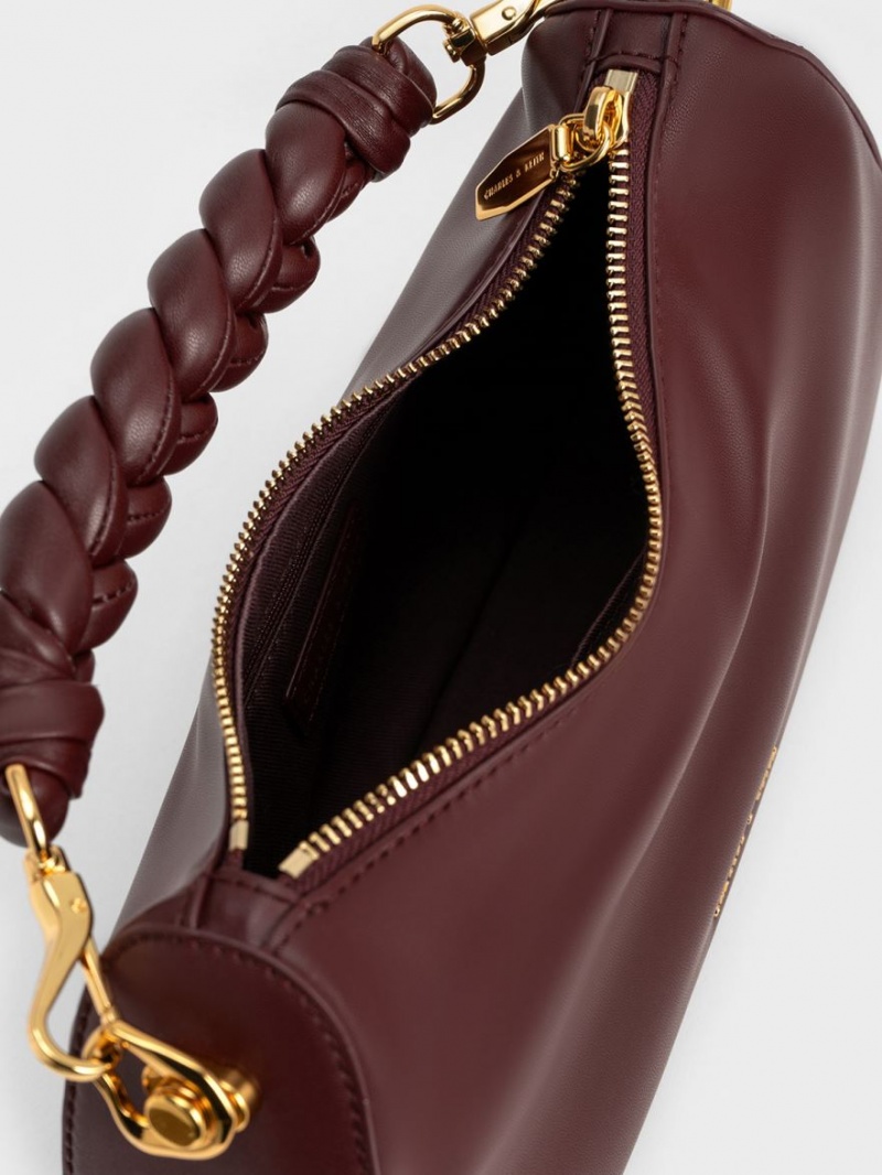 τσάντεσ ώμου Charles And Keith Moira Sculptural σκούρο σοκολάτα | 71350-ECBT