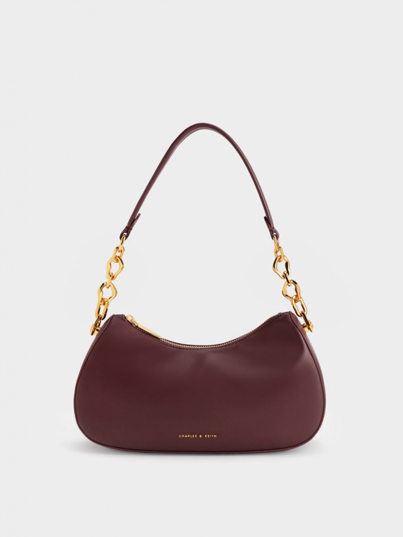 τσάντεσ ώμου Charles And Keith Moira Sculptural σκούρο σοκολάτα | 71350-ECBT