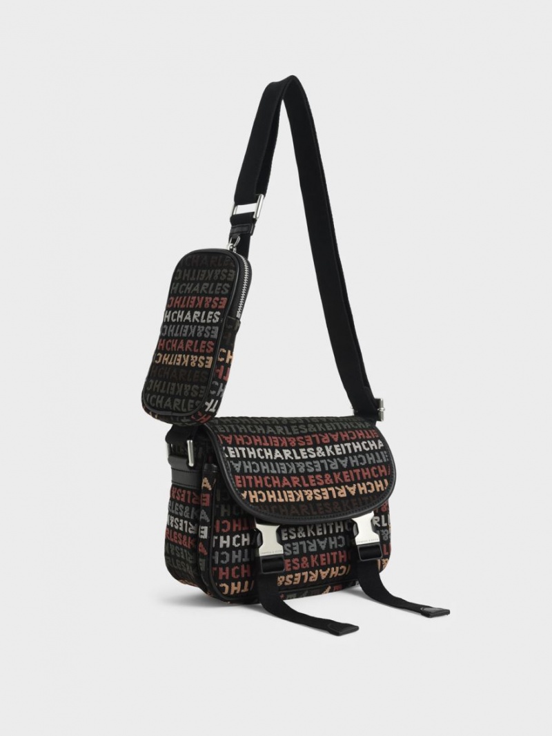 τσάντεσ χιαστί Charles And Keith Monogram μαυρα | 18732-KDMZ