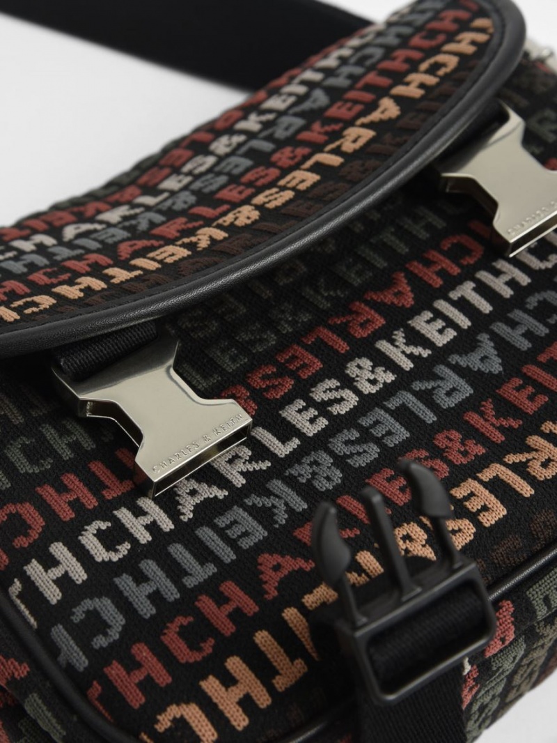τσάντεσ χιαστί Charles And Keith Monogram μαυρα | 18732-KDMZ