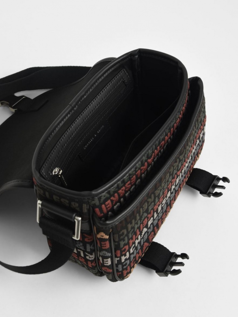 τσάντεσ χιαστί Charles And Keith Monogram μαυρα | 18732-KDMZ