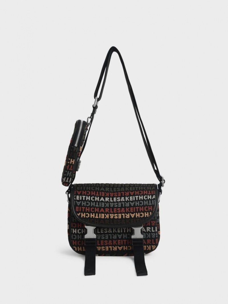 τσάντεσ χιαστί Charles And Keith Monogram μαυρα | 18732-KDMZ