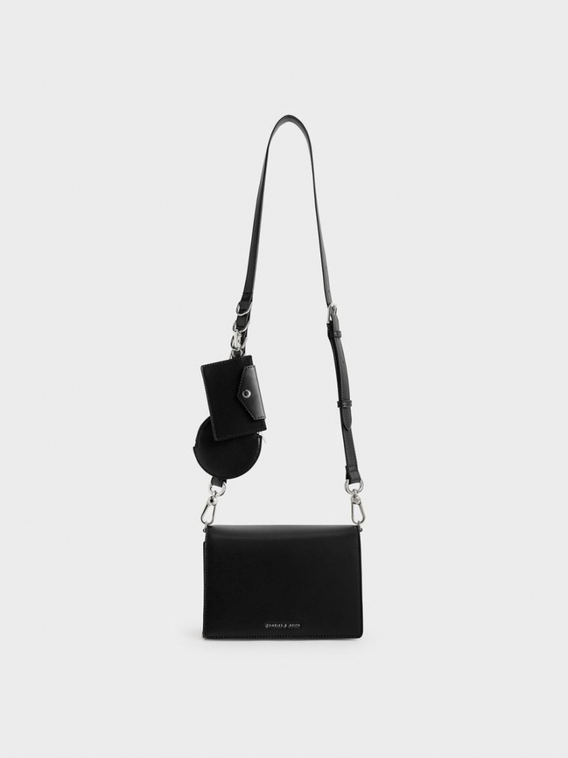 τσάντεσ χιαστί Charles And Keith Multi-Pouch μαυρα | 02798-LHFX