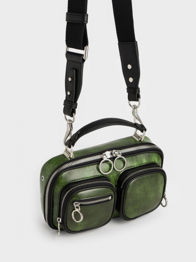 τσάντεσ χιαστί Charles And Keith Multi-Pouch πρασινο | 38127-DEKH