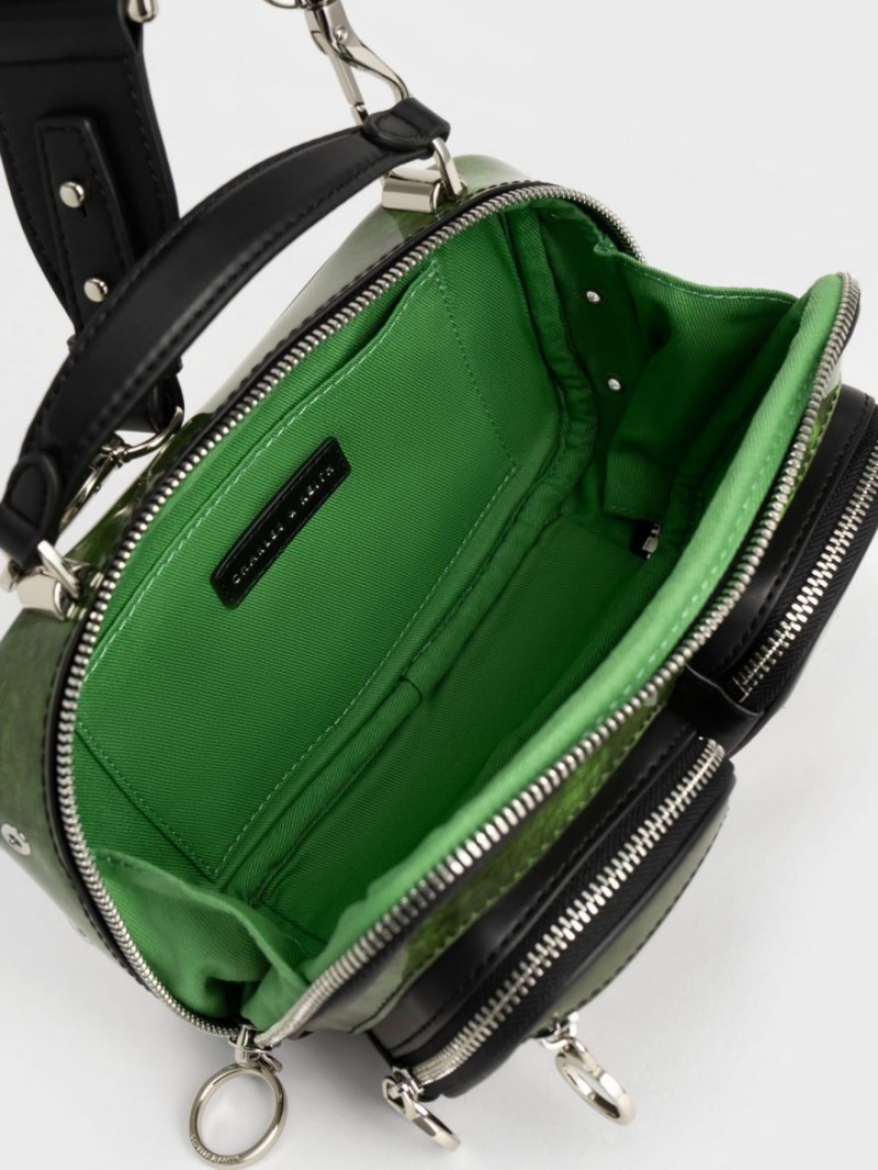 τσάντεσ χιαστί Charles And Keith Multi-Pouch πρασινο | 38127-DEKH