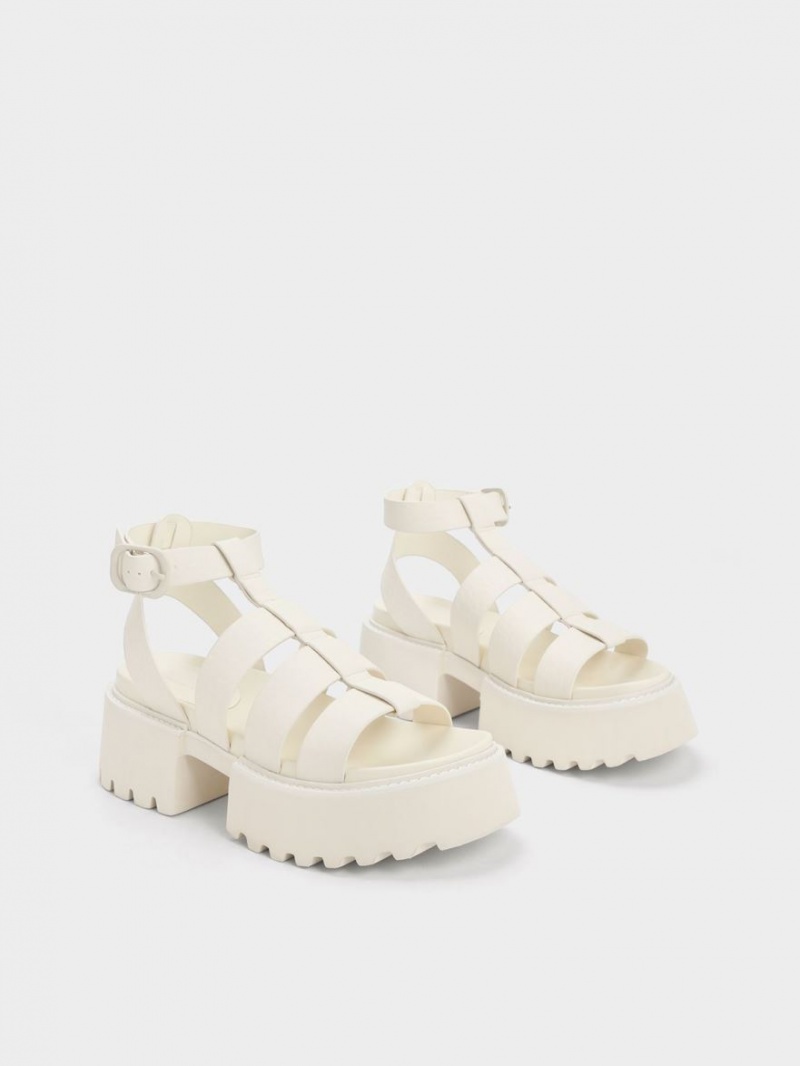 Πεδιλα Πλατφορμεσ Charles And Keith Nadine Gladiator ασπρα | 01235-IHPL