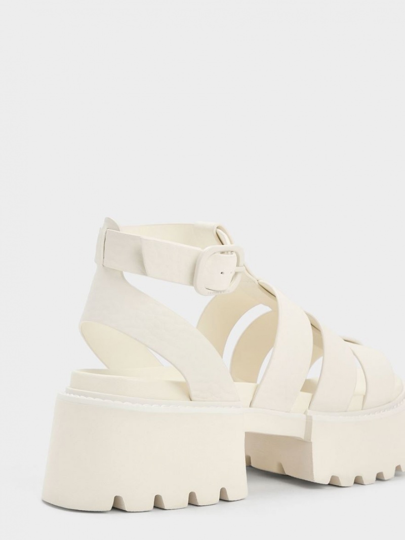 Πεδιλα Πλατφορμεσ Charles And Keith Nadine Gladiator ασπρα | 01235-IHPL