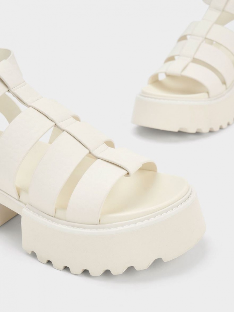 Πεδιλα Πλατφορμεσ Charles And Keith Nadine Gladiator ασπρα | 01235-IHPL