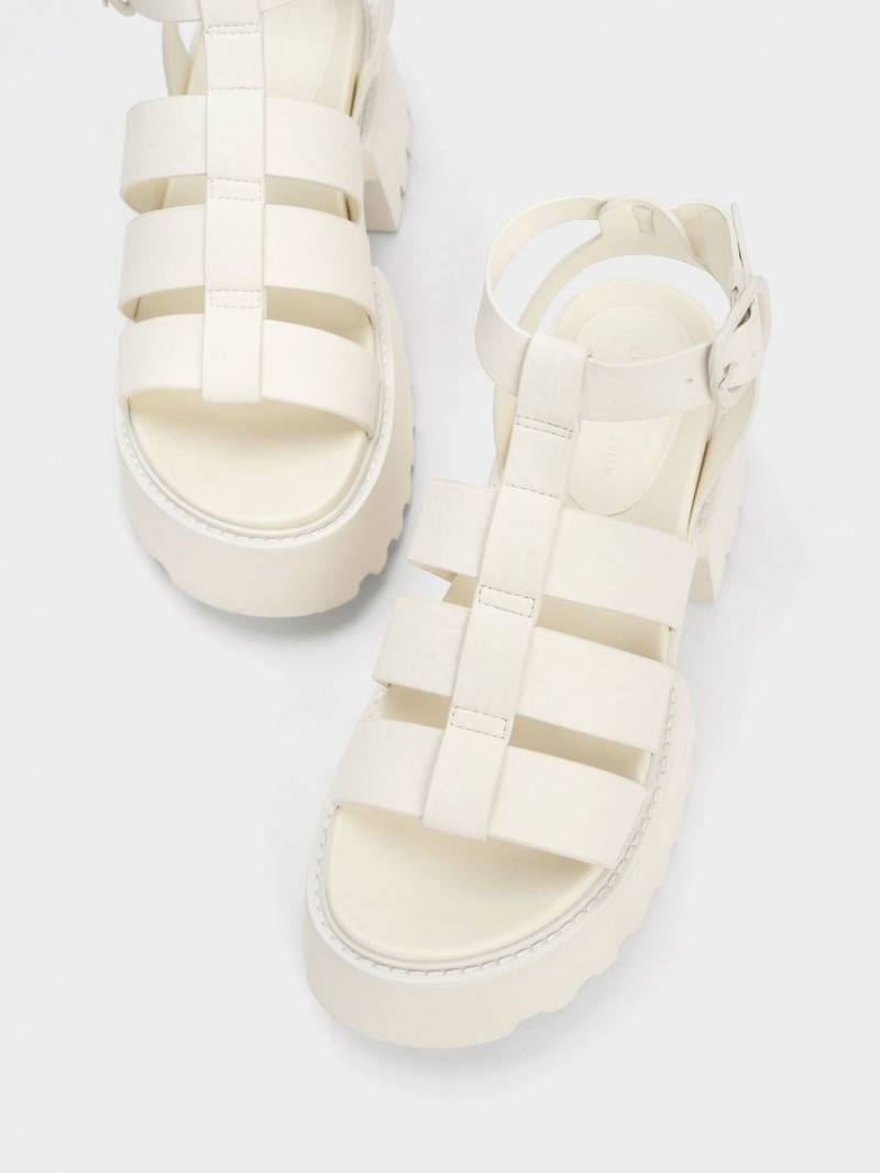 Πεδιλα Πλατφορμεσ Charles And Keith Nadine Gladiator ασπρα | 01235-IHPL
