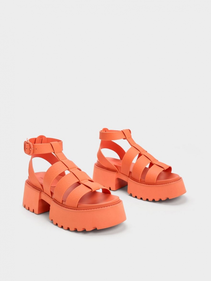 Πεδιλα Πλατφορμεσ Charles And Keith Nadine Gladiator πορτοκαλι | 30927-HVSM