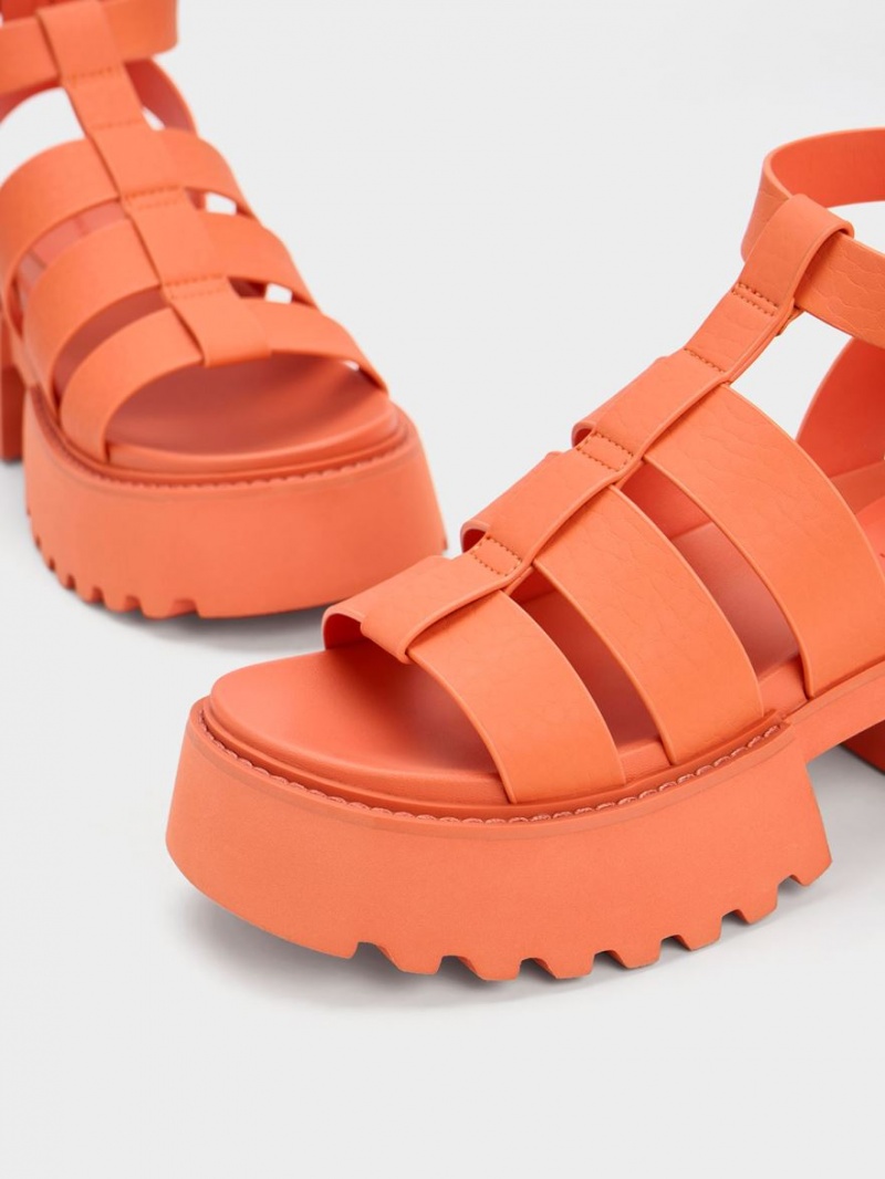 Πεδιλα Πλατφορμεσ Charles And Keith Nadine Gladiator πορτοκαλι | 30927-HVSM