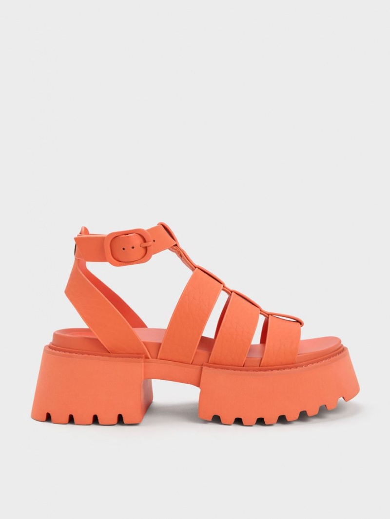 Πεδιλα Πλατφορμεσ Charles And Keith Nadine Gladiator πορτοκαλι | 30927-HVSM