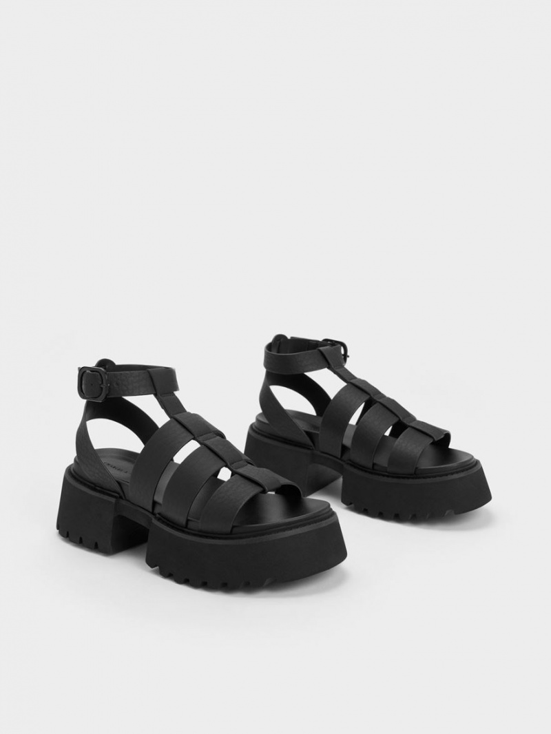 Πεδιλα Πλατφορμεσ Charles And Keith Nadine Gladiator μαυρα | 72531-ZANM