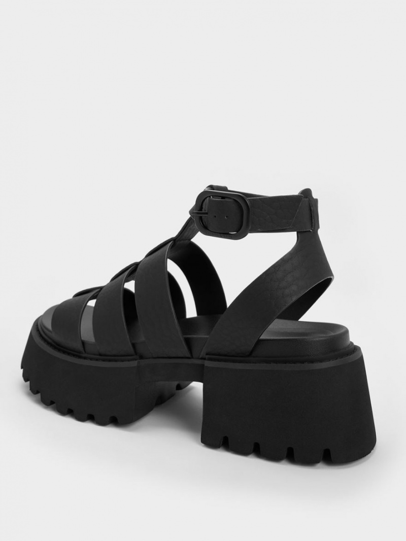 Πεδιλα Πλατφορμεσ Charles And Keith Nadine Gladiator μαυρα | 72531-ZANM