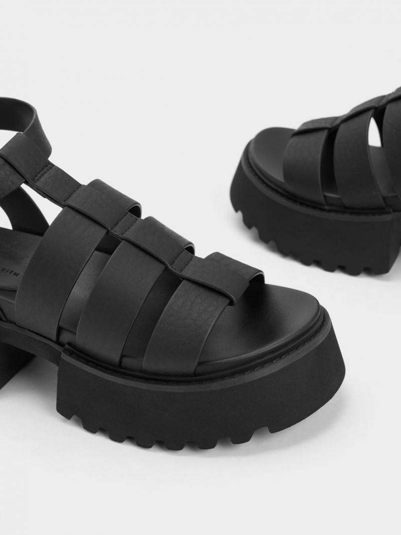 Πεδιλα Πλατφορμεσ Charles And Keith Nadine Gladiator μαυρα | 72531-ZANM