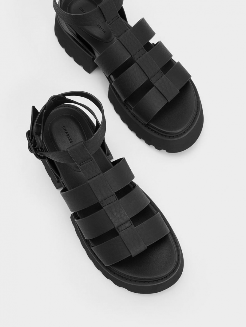 Πεδιλα Πλατφορμεσ Charles And Keith Nadine Gladiator μαυρα | 72531-ZANM