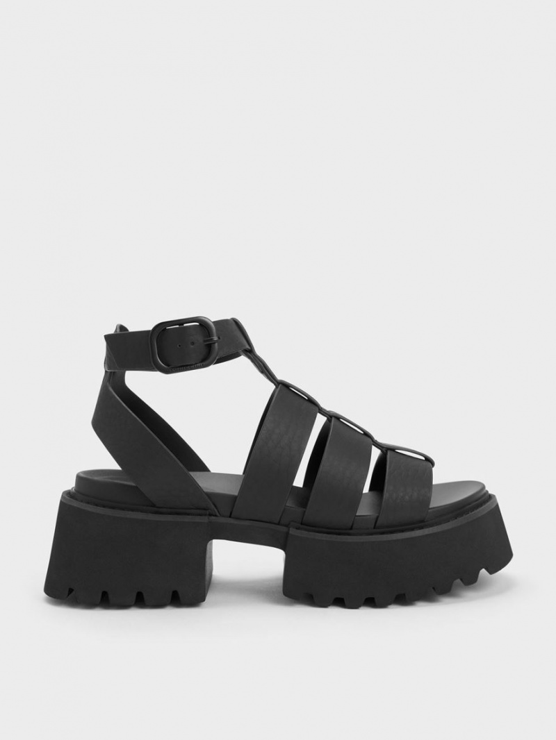 Πεδιλα Πλατφορμεσ Charles And Keith Nadine Gladiator μαυρα | 72531-ZANM
