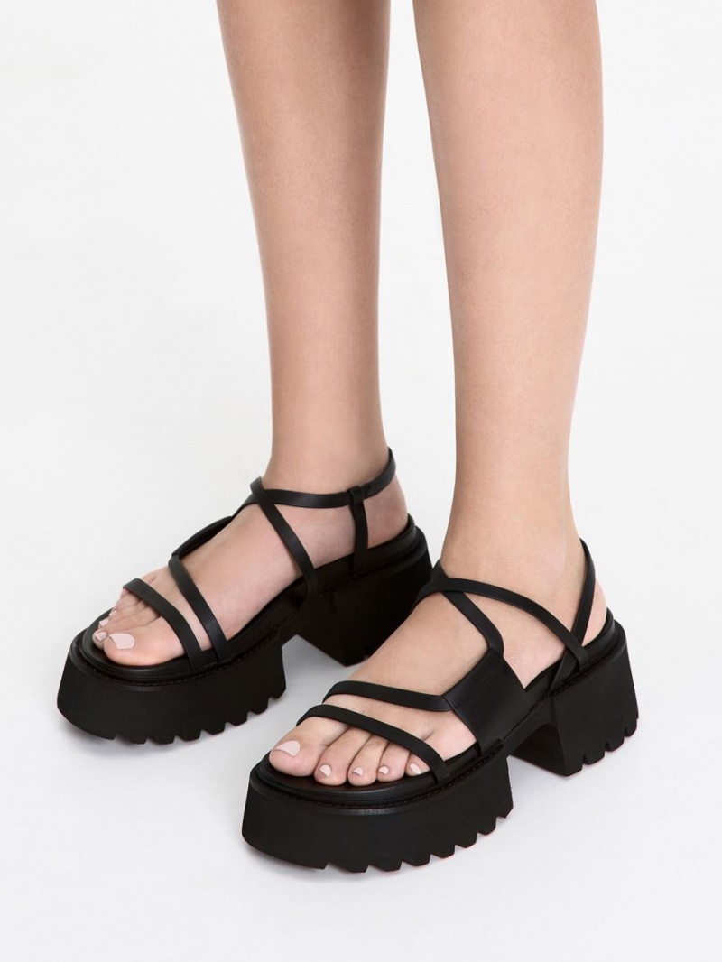 Πεδιλα Πλατφορμεσ Charles And Keith Nadine strappy μαυρα | 15984-OZCG